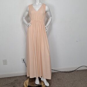 Madewell Coquette Feminine Soft Flowy Boho Open Tie Back Peach Maxi Dress Size S